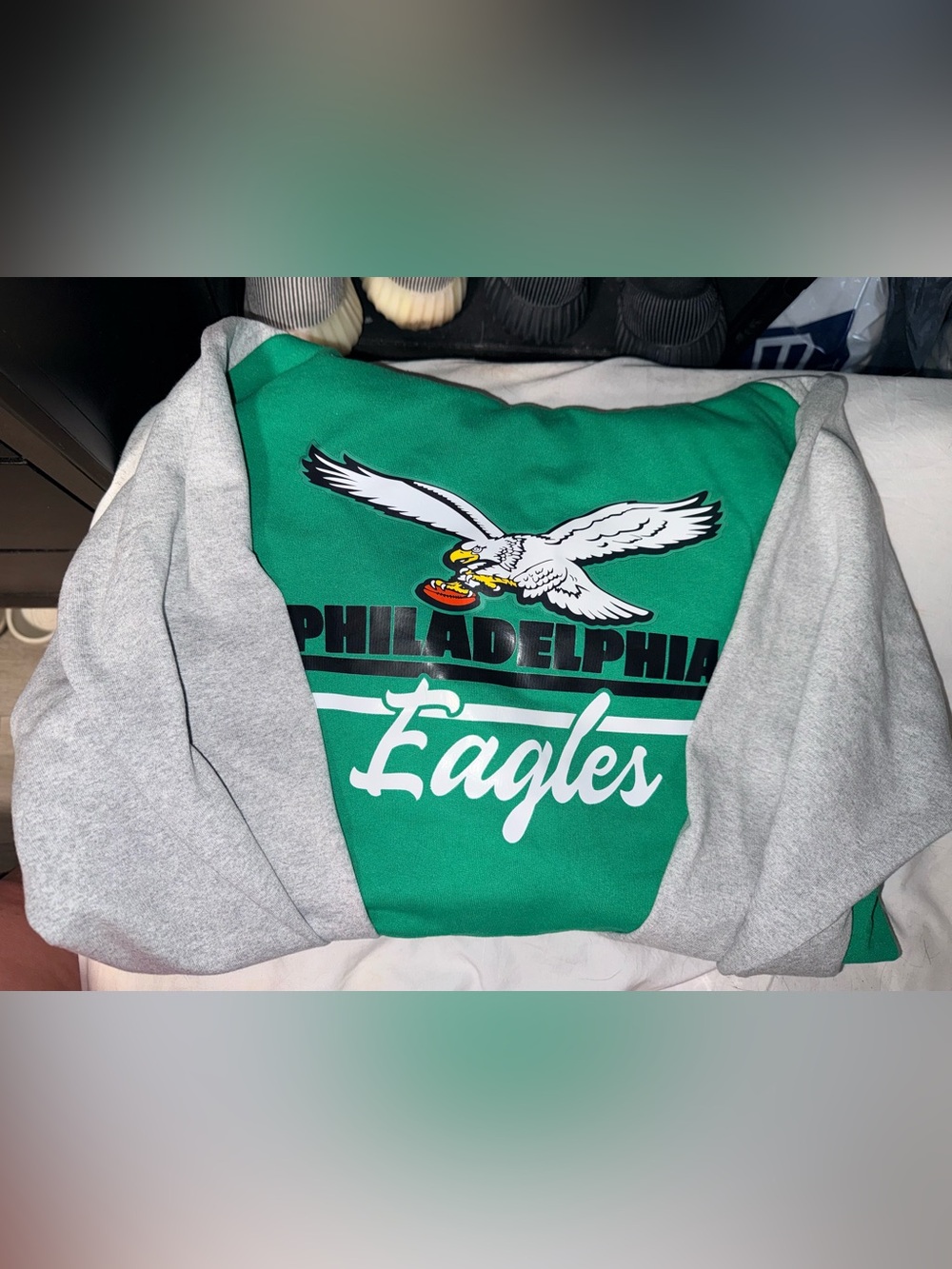 Philadelphia Eagles Kelly Green & Gray Pullover Hoodie NWOT
